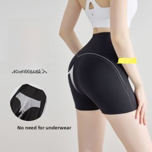MiiOW | Ice Silk Sharkskin High Waist Three Quarter Length Thin Short Pants Womens Base Layer Shorts No Underwear Two In One Fitness Pants