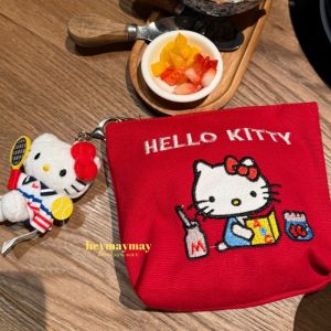 Sanrio Hello Kitty Anime Figures Kawaii Girls Sanitary Napkin Storage Bag Cartoon Embroidery Mini Coin Purse Portable Cosmetic Bag