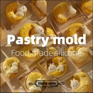 Cetakan Mooncake 50gr 75gr 100gr Set 4pcs Kue Bulan Silikon Motif Kotak Terbaru Snow Skin Pudding