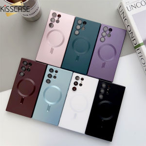 【With Lens Film】KISSCASE For Samsung S23Ultra Luxury Magnetic Simple Style Soft Silicone Case Lens Camera Films Protective Shockproof Case For Samsung Galaxy S23Plus S23+ S23 S22Ultra S22Plus S22 S21Ultra S21Plus S21 Back Cover