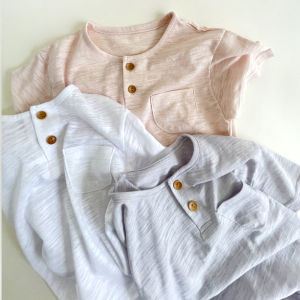 Summer New Bamboo Cotton Childrens Sleepwear Thin Short Sleeve Seven-Piece Pants Set Boys Girls Korean Style Home Clothes