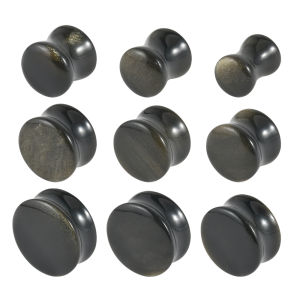 2PCS Nature Coral/Indian Snow Jade Stone Ear Tunnel&Plugs Solid Obsidian Ear Expander Double Flared Strengthed Weight Earrings