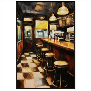 Tranh decor quán cafe. Tranh treo tường dán tường sơn dầu canvas trang trí. CGI-1997