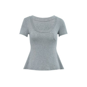 audwyn | Slim Waist V-Neck Short Sleeve T-Shirt