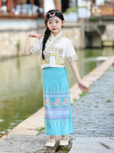 Dai ชนเผ่า ชุดเด็กผู้หญิง ชนเผ่า สไตล์เสื้อผ้าประสิทธิภาพ ฤดูร้อน น้ำหนักเบา โพลีเอสเตอร์ ผ้าลายดอกไม้