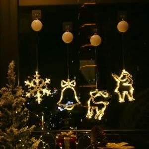 OutingSG® Christmas Night Lights Christmas Tree Hanging Lamp Snowman Reindeer Snowflake Shape Lighting Lamp for Christmas Decor