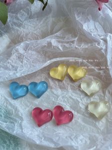 Original Cute Plump Heart Shaped Earrings Japanese Style Simple Versatile 925 Silver Ear Studs And Ear Clasps for Women