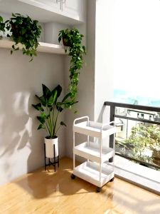 4 Tier Multifunction Storage Trolley Rack Office Shelves Home Kitchen Rack With Plastic Wheel