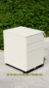 SETH | 3-tier Mobile Steel Pedestal by Leapify Steel - Mobile Steel Cabinet in Matte White