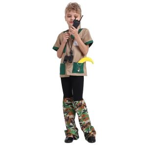 New 7 in 1 set Zoo Keeper Costume with hat Kids Cosplay Children Explorer Suit Halloween Costume for Kids Purim Party Clothing Kids Gift