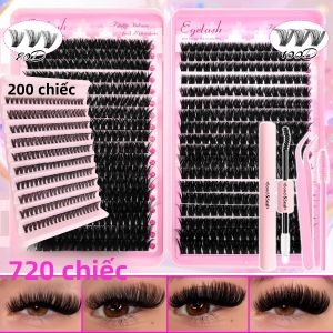 Bộ Mi Giả Tự Nhiên 720/200 Chiếc Với Tùy Chọn 80D & 100D Mi Mềm Mại Bền Bỉ Kèm Dụng Cụ Gắn Mi Hai Kiểu Dáng