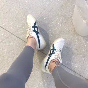 Original Tiger Shoes Dexun Classic White & Dark Green Mens & Womens Canvas Non-slip Wear Resistant Comfortable Fashion Casual Sneakers 1183A862-105