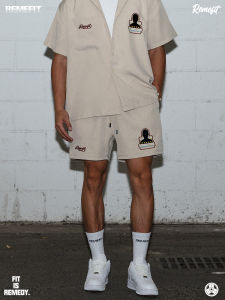 REMEFIT Heavy Embroidery Lightweight Breathable Sport Shorts Spring Summer American Style Knee-Length Four Parts Casual Pants