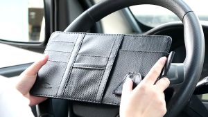 Túi da đựng đồ treo tấm che nắng kính lái POCKET CARD cao cấp