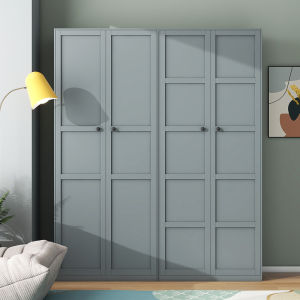 Modern Simple Iron Home Bookcase with Glass Doors