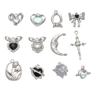 1pc Alloy White K Diamond Heart Pendant For DIY Handmate Jewelry Bracelet Necklace Accessories