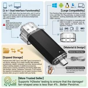 2in1 TYPE-C USB Flash Drive 8GB 16GB 32GB 64GB USB2.0 Storage Pen Drive 128GB Memory Stick Business Gift U Disk for Phone PC
