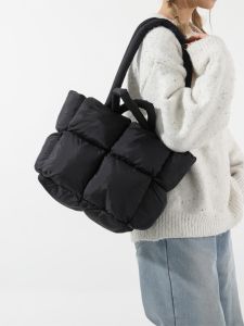 Commuter down Feather Pillow Soft Cotton Stuffing Large Capacity Single Shoulder Armpit Bag Tote Bag Ka Le Er Urban Minimalist Style