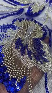 Elegant French Embroidery Heavy Beaded Net Lace Fabric 2025 African Nigerian Tulle Mesh with Sequins Fabric for Wedding Dress