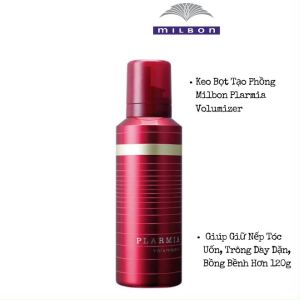 Keo Bọt Tạo Phồng Milbon Plarmia Volumizer Giúp Giữ Nếp Tóc Uốn Trông Dày Dặn Bồng Bềnh Hơn 120g