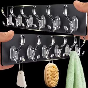 Nail-free Transparent Holder Strong Self Adhesive Wall Hooks Home Kitchen Bathroom Traceless Clothes Hat Keys Bath Ball Hanger