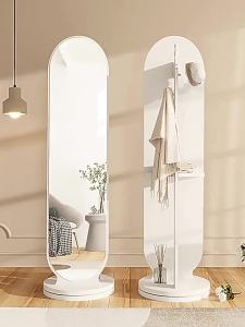 Rotating Dressing Mirror Full Body Floor Mirror Household Bedroom Coat Rack Mirror Integrated Full-Length Mirror Vertical Movable