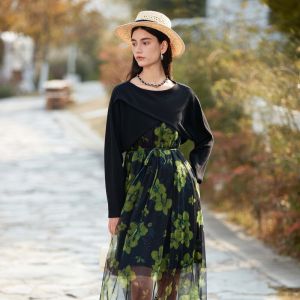 S·DEER | Bộ Đầm Elegance In Hoa Ôm Eo MESH