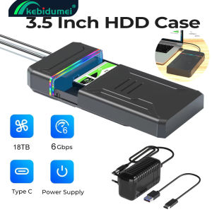 Kebidumei 2.5/3.5 inch Hard Disk Enclosure SATA To Type C Hard Drive Case Adapter Up To 6Gbps External HDD Box for PC Laptop 12V 3A Power