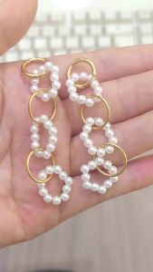 Kissmoon Long Faux Pearl Tassel Dangle Earring for Women StainlessSteel Handmade Drop Earring Elegant Wedding Daily Jewelry Gift