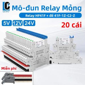 20 Mô-đun Rơle DIN Rail Slim HF41F 5V 12V 24V Có Đèn LED Báo Hiệu Giao Diện Công Nghiệp Rơle AC/DC 6A Dùng Cho Ứng Dụng Bảo Vệ Kín Công Suất Thấp