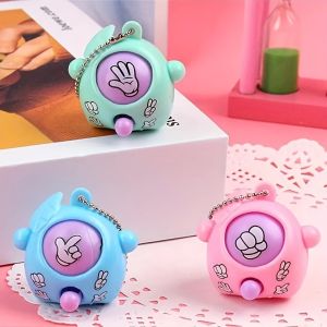 10pcs Random Color Mini Funny Finger-guessing Game Toy Rock Paper Scissors Guessing Egg Keychain Pendant