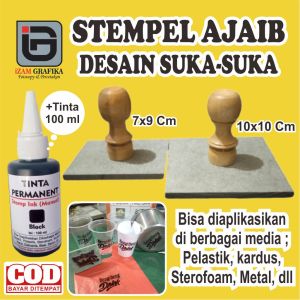 Stempel Ajaib / Stempel Cup / Stempel Pelastik / Stempel Styrofoam / Stempel Kardus / Tinta Permanen / Semua Media / Water Proof / Anti Air / 1 Paket