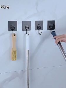 20/10Pcs Self Adhesive Hooks Rotating Waterproof Seamless Strong Sticker Holder Wall Door Storage Hanging Hook Kitchen Bathroom Organizer