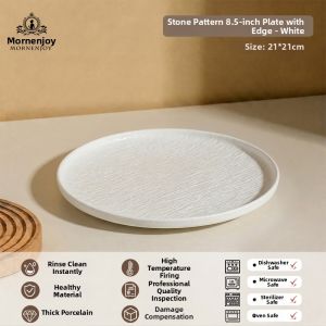 mornenjoy | Elegant Black and White Japanese Underglaze Porcelain Dinner Plates
