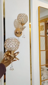 E27 Modern Indoor Wall Light Crystal Wall Lamp Wall Lamp Crystal Wall Decoration Lamp Stair Light Living Room Light LED Sconces Decoration Wall Lamp Bathroom for Bedroom Living Room Hallway Foyer Illumination Gold