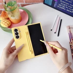 【with 1PC Touch Pens]Couple Pen Slot for Samsung Galaxy Z Fold 7 Z Fold 6 Z Fold 5 Z Fold 4 Fold 3 Case Creative Design Candy Color Z Fold 7 6 5 Phone Casing