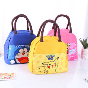 Lunch Box Bag Student Handbag Cute Cartoon Anime Kids Lunch Box Thickened Canvas Work Lunch Bag