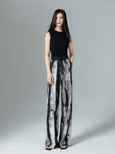 YANYUMENGMENG | กางเกงขากว้างผ้าไหมน้ำแข็งสไตล์ใหม่สำหรับผู้หญิงในฤดูร้อน กางเกงขายาวทรงหลวมสไตล์จีนสุดเก๋สำหรับผู้หญิงไซส์เล็ก