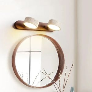 Đèn Tường Đôi Travertine Xoay Được Đèn LED Hiện Đại Dành Cho Phòng Tắm Bàn Rửa Mặt Gương Trang Điểm Đèn Gắn Tường Thân Đèn Bằng Đá Nguyên Khối