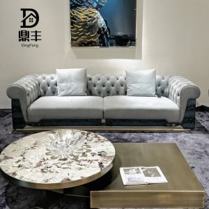 Visionnaire Italian Style Light Frosted Genuine Leather Sofa Python Pattern Villa Large Flat High End Luxury Sofa