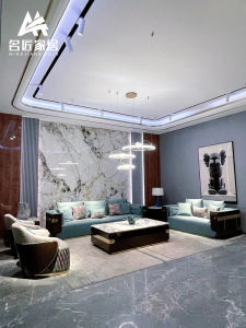 Italian Accessible Luxury Leather Sofa Post-Modern Hong Kong Style House Living Room Combination Italian Designer Internet Celebrity Furniture