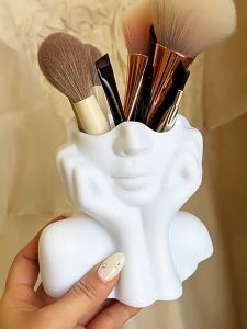 ⚑Modern Abstract Human Face Plastic VaseCreative Art Bust Flower Pot with HandsWhite Sculpture Vase for Home Decor