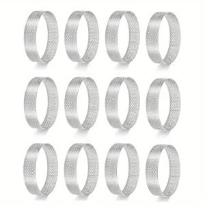 6PCS/12PCS Perforated Tart Rings for Baking Stainless Steel Round Cake Rings French Dessert Mold Small Fruit Tart Rings Baking