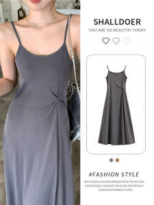 Shalldoer | Hebe Style Mini Black Dress Womens Summer New French High-End Feeling Short Long Skirt Polyester Fiber Sleeveless Slim Fit Casual