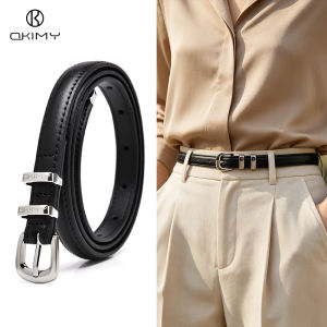 OKIMY Fashion Women Belts Thin Belt Elegant Needle Buckle Design Adjustable Girls Ladies Belt Second-layer Cowhide Long Straps Waistbands Dress Coat Alloy Buckle Decorations