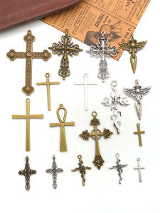 Vintage Cross Alloy Pendant Accessories Material 10 Pieces