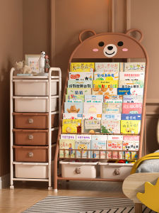 Kids Bookshelf and Storage Shelf Floor For Home Iron Baby Picture Book Rack Toy Storage Rack Living Room Simple Small Bookcase