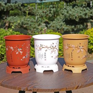 Imitation Ceramic Orchid Flowerpot Orchid Special Pot Plastic Flowerpot Classical Breathable Study Living Room Household Flowerpot Clearance