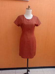 mini midi dress wanita coklat S M cewek bodycon lengan pendek santai