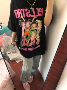 Plus Size Ladies Fashion High Street Fashion Brand Plus Size 1.00 Kg-150.00 kg Short Sleeve T-Shirt Female Summer Loose Design Niche Style Couples Tops